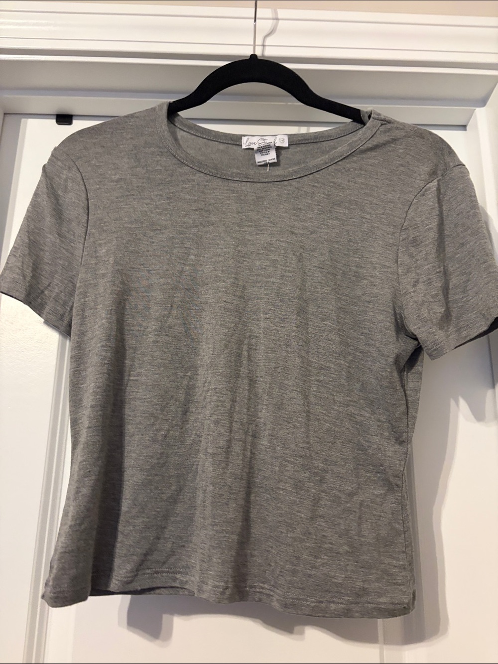 Heather Gray Short Sleeve Crewneck Cropped Tee
